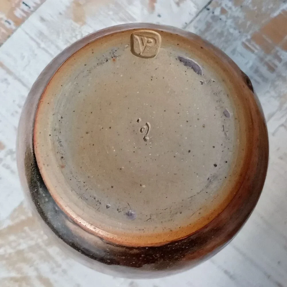 Vince Pitelka Signed Studio Pottery Stoneware Vase Tokkuri Bottle Wood Ash Drip